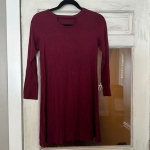 Girls burgundy, long sleeved dress 10/12